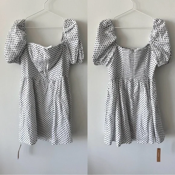REFORMATION Malvina Linen Polka Dot Mini Dress - Picture 3 of 14